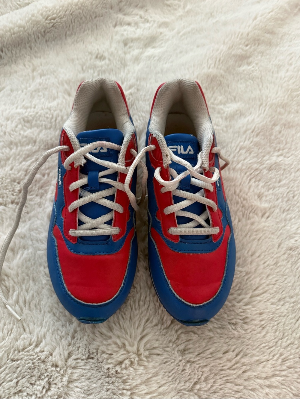 Fila Kids Blue and Red Lace-Up Sneakers